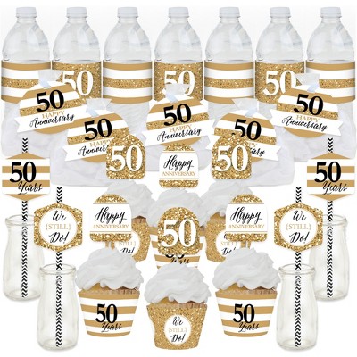 Big Dot of Happiness We Still Do - 50th Wedding Anniversary - Anniversary Party Favors and Cupcake Kit - Fabulous Favor Party Pack - 100 Pieces