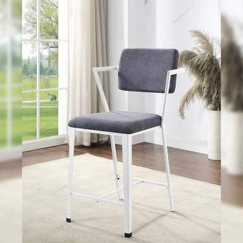 Cargo 24" Counter and Bar Stools Gray Fabric and White - Acme Furniture