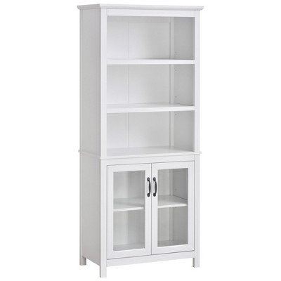 White Particle Board Side Cabinet Practiacal Tall Closet Storage Cabinet with 1-Door with 4-Shelves