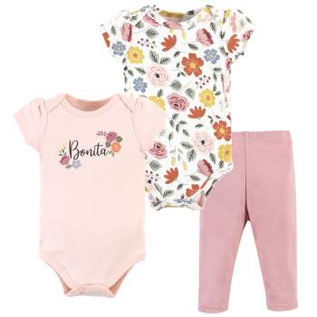 Hudson Baby Infant Girl Cotton Bodysuit and Pant Set, Bonita Short Sleeve