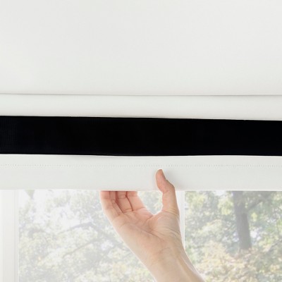 Olander White and Black Fabric Cordless Blackout Roman Shade 39" x 64"