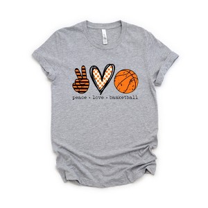 Simply Sage Market Women's Peace Love Basketball Short Sleeve Graphic Tee - 1 of 4