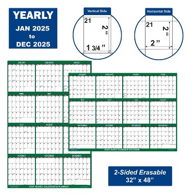 Swiftglimpse 32"x48" Calendar Planner January 2025 To December 2025