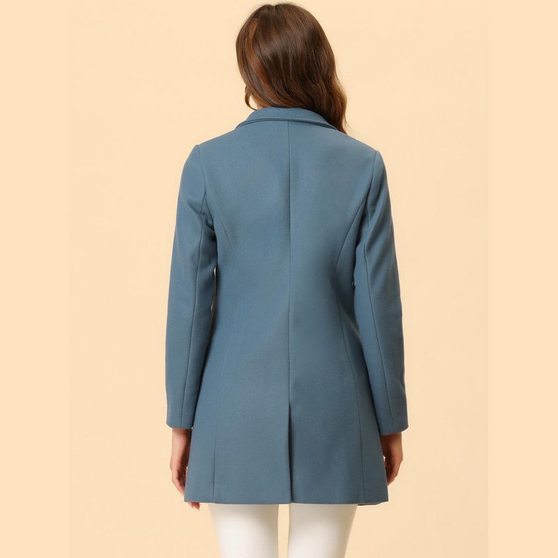 Allegra K Women's Regular Fit Notched Lapel Long Sleeve Buttoned Classic Coat, 4 of 7