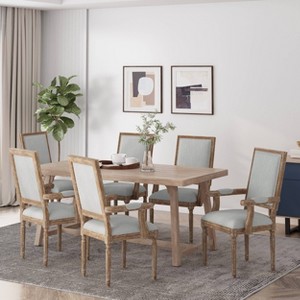 Set of 6 Maria French Country Wood Upholstered Dining Chairs - Christopher Knight Home - 1 of 4
