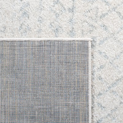Ivory and Light Grey Hand-Knotted Boho-Chic Synthetic Area Rug