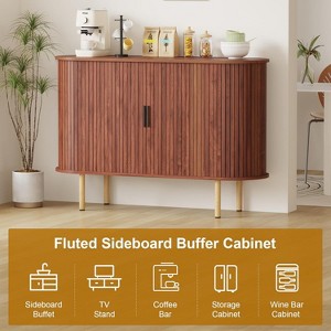 47" Fluted Sideboard Buffer Cabinet with Sliding Doors, Modern Wood Accent Storage Cabinet with Adjustable Shelves, Cabinets Console Table - 1 of 4