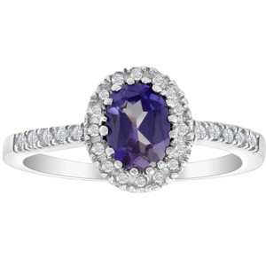 Pompeii3 3/4 Ct Diamond Oval Halo Amethyst Ring 14k White Gold - 1 of 4