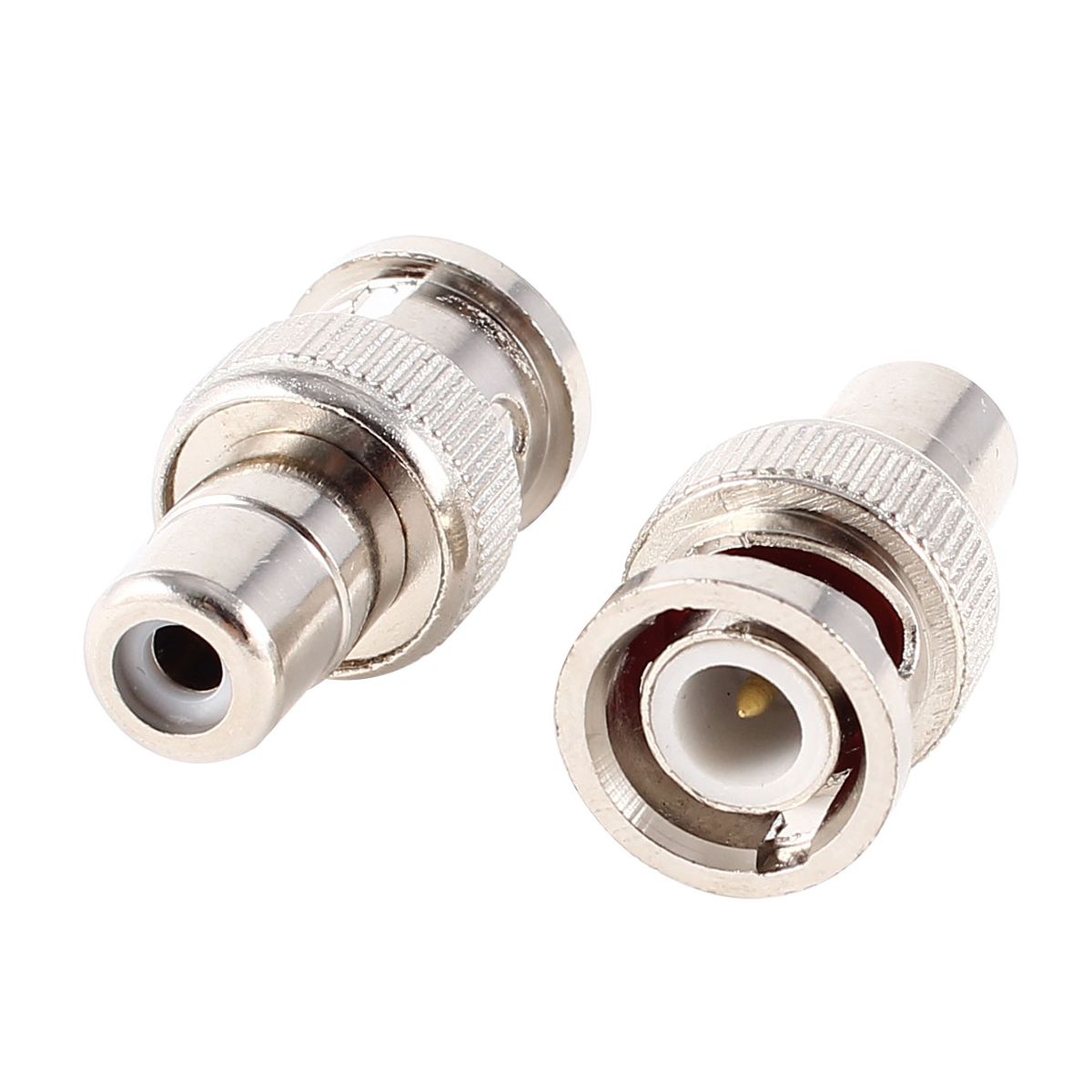 Unique Bargains Metal Coaxial Plastic Silver Tone Adapter Connector 2 Pcs