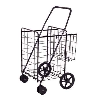 Tangkula Utility Folding Shopping Cart with Swivel Wheels Easy Storage
