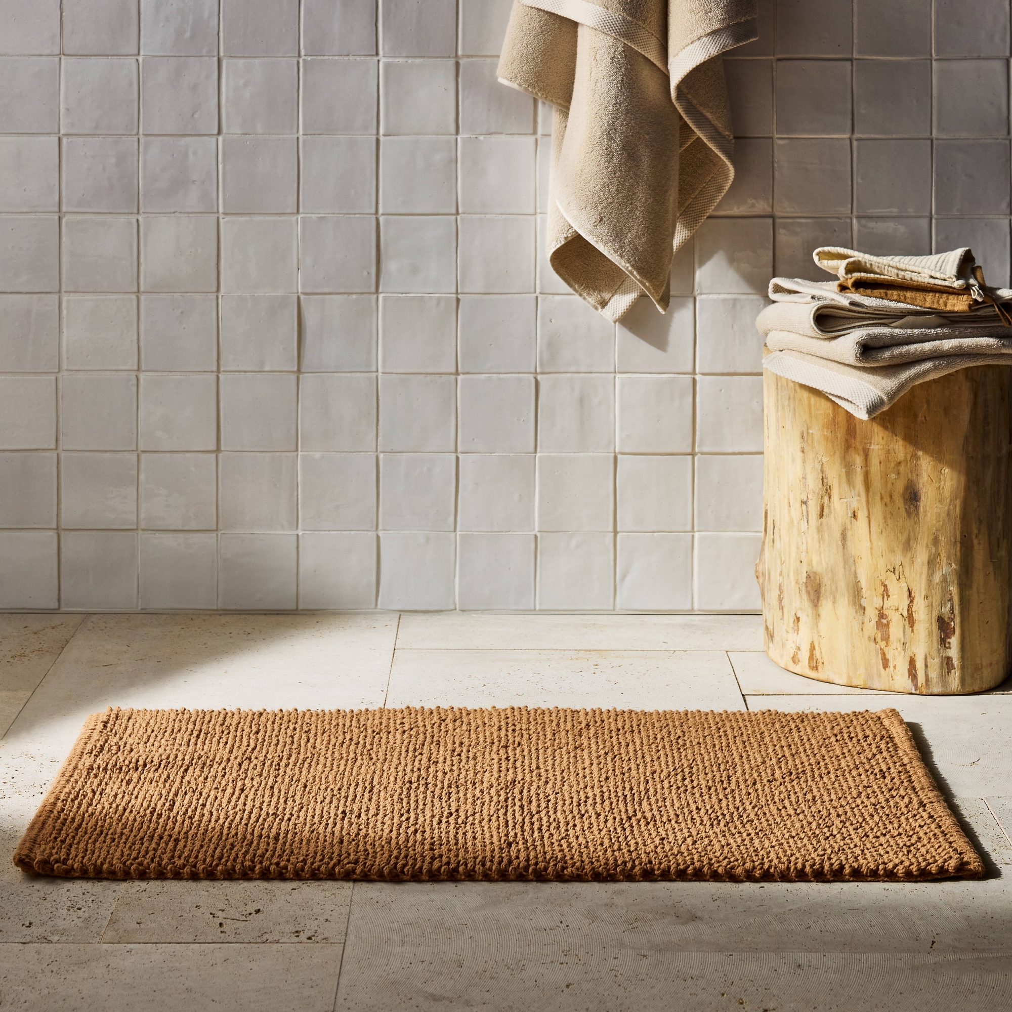21"x34" Textured Bath Rug Warm Brown - Casaluna™