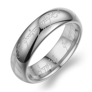 Ginger Lyne Tungsten Wedding Band for Men or Women Lords One Ring of Power Silver 6mm or 4mm - 1 of 4