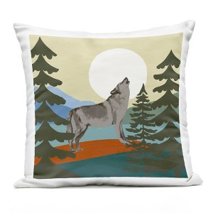 Stupell Industries Grey Howling Wolf Forest Trees Moon Outdoor Decorative Throw Pillow, 18 x 18 - 1 of 3