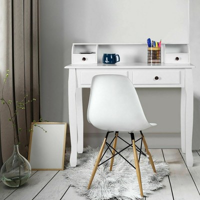 Costway Writing Desk Mission White Home Office Computer Desk 4 Drawer White