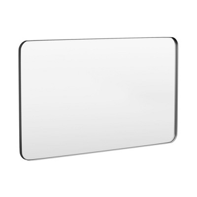 Tempered Glass Rounded Rectangle Framed Wall-Mounted Bathroom Vanity Mirror