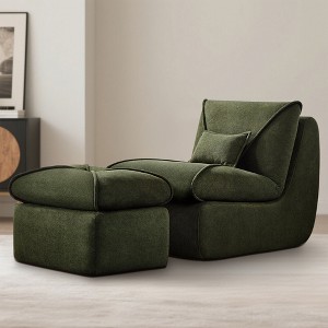 Evita Bean Bag Chair for Adults with Footstool, Memory Foam Couch with Ottoman -57.09*28.74*32.68 Inch, ( Including Pillow) - 1 of 4