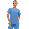 Saint Scrubs Womens 9-Pocket Medical Uniform Set- V-Neck Stretch Top with Tapered Straight Leg Pants - 4 of 4