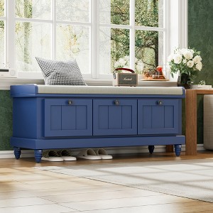 KTMBDW Shoe Storage Bench with Cushion, Elegant Entryway Bench with 3 Drawers and Hidden Compartment for Entryway, Living Room, Hallways - 1 of 4