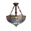 Chloe Lighting Sunniva Dragonfly Tiffany-Style 3-Light Inverted Ceiling Pendant 18" Shade - 3 of 4