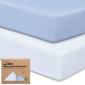 KeaBabies Isla Waterproof Crib Sheets for Boys, Girls, 2pk Baby Fitted Crib Sheet, Waterproof Crib Mattress Protector Sheets - 1 of 4