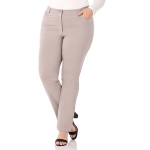 Rekucci Curvy Woman  Straight Leg Pants with Stretch Waist and Pockets - 1 of 3
