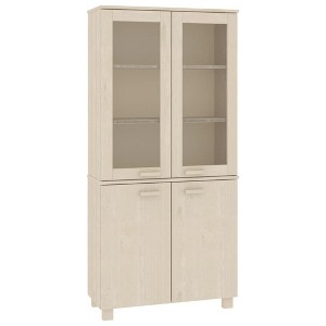 vidaXL HAMAR Highboard - Solid Wood Pine Construction, Honey Brown Finish, MDF, and Glass Detailing - Overall Dimensions 33.5" x 13.8" x 70.9" - 1 of 4