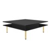 PAGED Modern High Gloss Coffee Table with Drawers and Wood Grain Legs,Center Table for Living Room,Office - 4 of 4