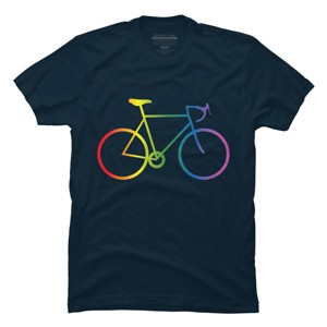 Adult Design By Humans Rainbow Bike Cyclist Pride By Bonganva T-Shirt - 1 of 2