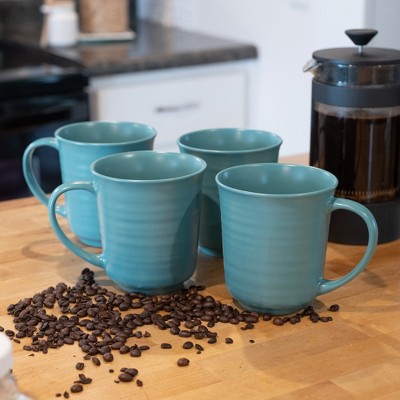 Turquoise Matte Ceramic Microwave Safe Coffee Mug Set of 4