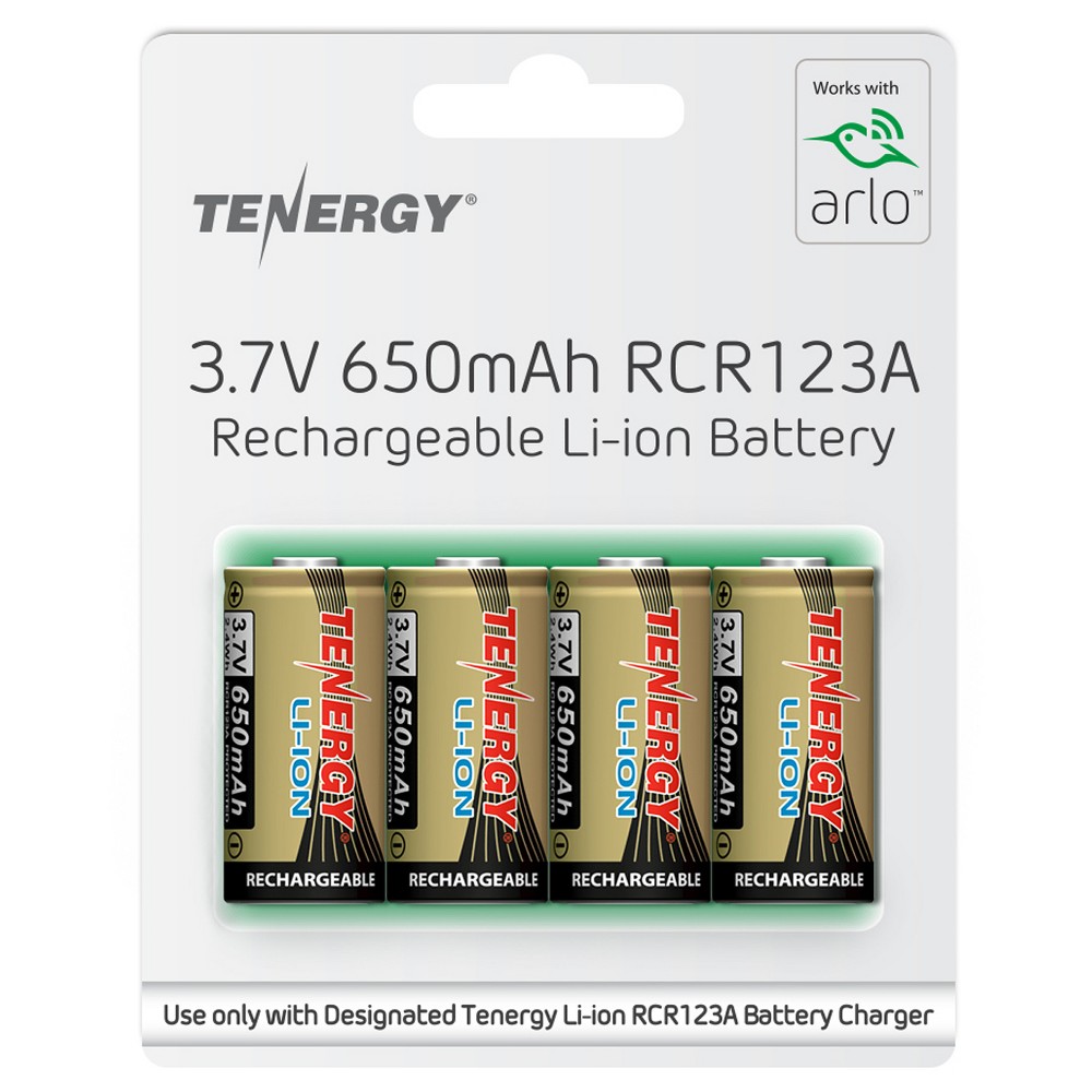 Photos - Battery Tenergy  4pk Li-ion rechargeable batteries 3.7V 650mAh RCR123A Work 