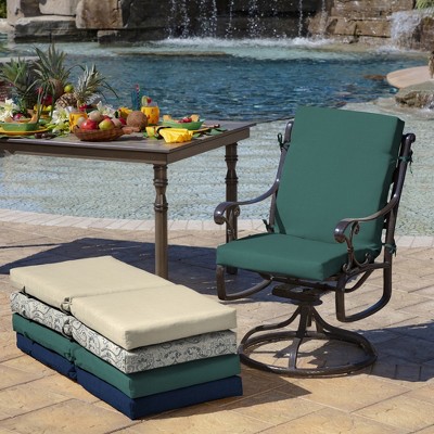 Peacock Blue Polyester Outdoor Dining Chair Cushion 20 x 44
