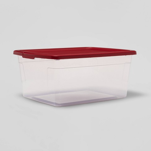 53qt Storage Box Red Lid - Wondershop™