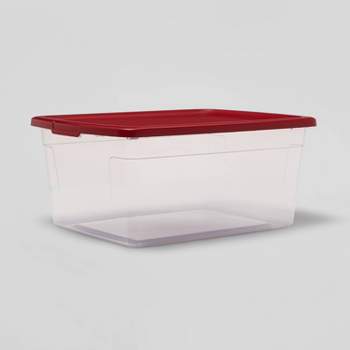 53qt Christmas Storage Box Red Lid - Wondershop™