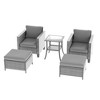 Sonkuki 5 Pieces PE Rattan Furniture Set with Side Table, Patio Chair with Washable Cushion, Ottomans for Balcony, Porch and Yard - 2 of 4