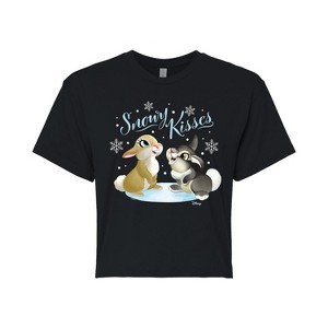 Women's - Disney - Christmas - Snowy Bunny Kisses Cropped Graphic T-Shirt - 1 of 4