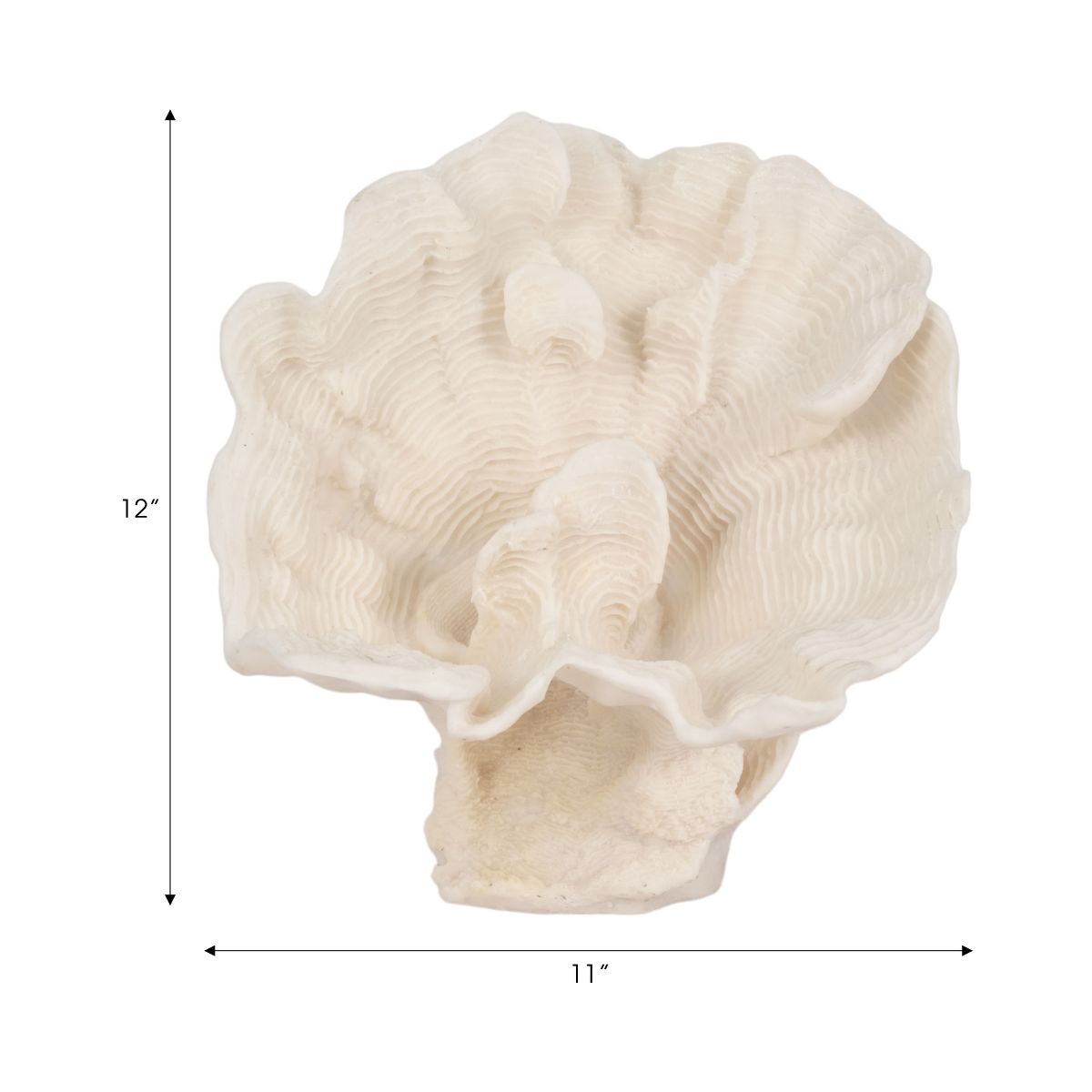 Decorative Coral Inspired Sculpture for Home, Bathroom and Living Room Decor - Coastal Resin Ornaments for Shelf and Office Display - 6", Ivory & Tan - thumbnail 4