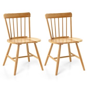 Tangkula Dining Chairs Set of 2 Farmhouse Kitchen Chair w/ Rubber Wood Frame Wide Seat - 1 of 4