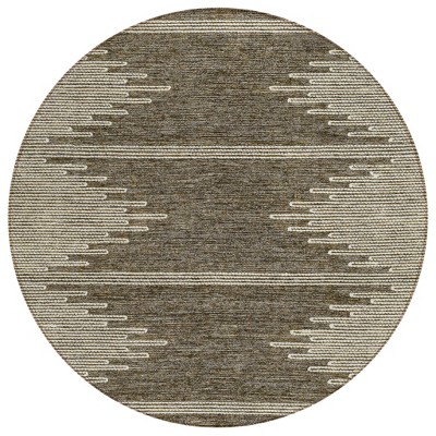 Coffee And Ivory Abstract Washable Indoor Outdoor Area Rug