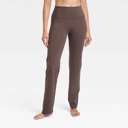 Women's Brushed Sculpt Pocket Straight Leg Pants - All In Motion™ Espresso L