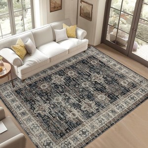 Coucheta Vintage Washable Area Rug - Boho Farmhouse Rug, Non-Slip Low Pile Indoor Carpet for Living Room & Bedroom - 1 of 4