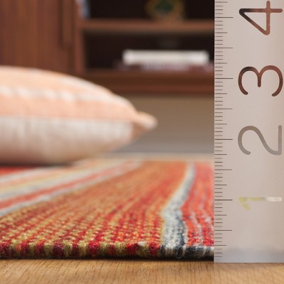 84" Ivory and Beige Striped Wool Kilim Square Rug
