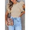 Amaryllis Women's Ribbed Knit Top Ruffled Tulle Sleeve Elegant Statement Blouse for Chic Casual - 2 of 4