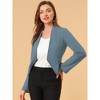 INSPIRE CHIC Women's Collarless Work Office Long Sleeve Cropped Blazers - 2 of 4