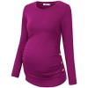 BLUEMING Womens Maternity Shirts Long Sleeve Crew Neck Basic Tank Tops Side Buttons Pregnant Shirts - 4 of 4