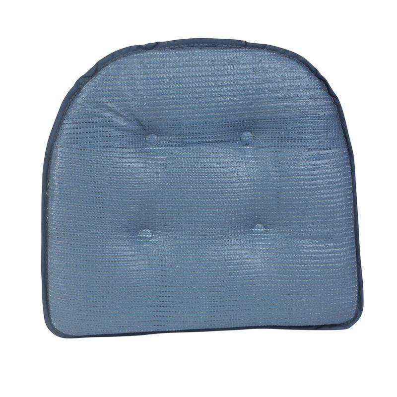 Gripper 15&#34; x 16&#34; Non-Slip Twill Tufted Chair Cushions Set of 4 - Wedge Blue, 2 of 4