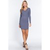 Slickblue Women Long Sleeve V-Neck Sweater Mini Dress, Cozy Blue/Ochre, Casual Fall Dress, Comfortable & Stylish, Size S-L - 3 of 4