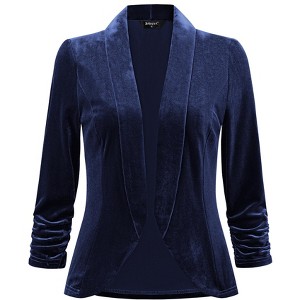 INSPIRE CHIC Women's Velvet Lapel Collar Open Front Blazers - 1 of 4