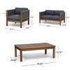 4 Piece Wood Garden Furniture Set,Patio Loveseat with Rope Back Club Chairs and Coffee Table,Cushioned Outdoor Patio Conversation Sets-Coolbibila - 4 of 4