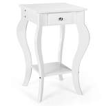 Costway End Side Table with Drawer Bottom Shelf Accent Nightstand Bedroom White\Black\Brown