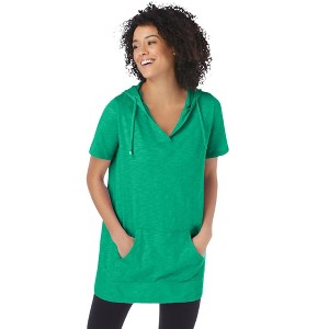 Woman Within Plus Size Short-Sleeve Hoodie - 1 of 4